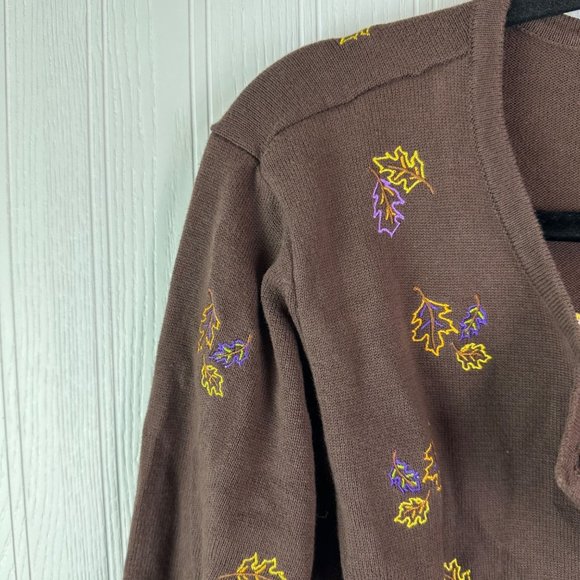 Quacker Factory Brown sweater with Built in pink‎ top Fall Theme Size Medium - Picture 4 of 4